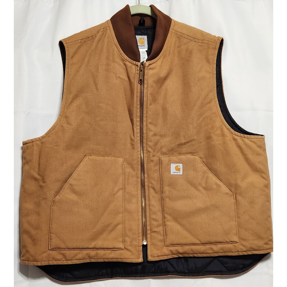 Carhartt V01‎ BRN Duck Vest Arctic Quilt Lined Brown Mens 2XL Regular Workwear